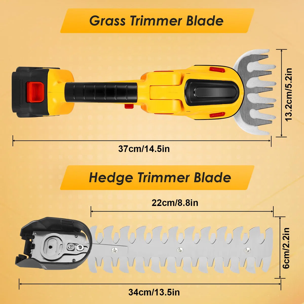 Tagliasiepi a Batteria 24V, 2-in-1 Taglia Siepi da Giardino Elettrico con 2 Batterie Agli Ioni Di Litio Caricabatterie, Tagliaerba Elettrico Attrezzi da Giardino Per Diserbare, Potare Gli Alberi