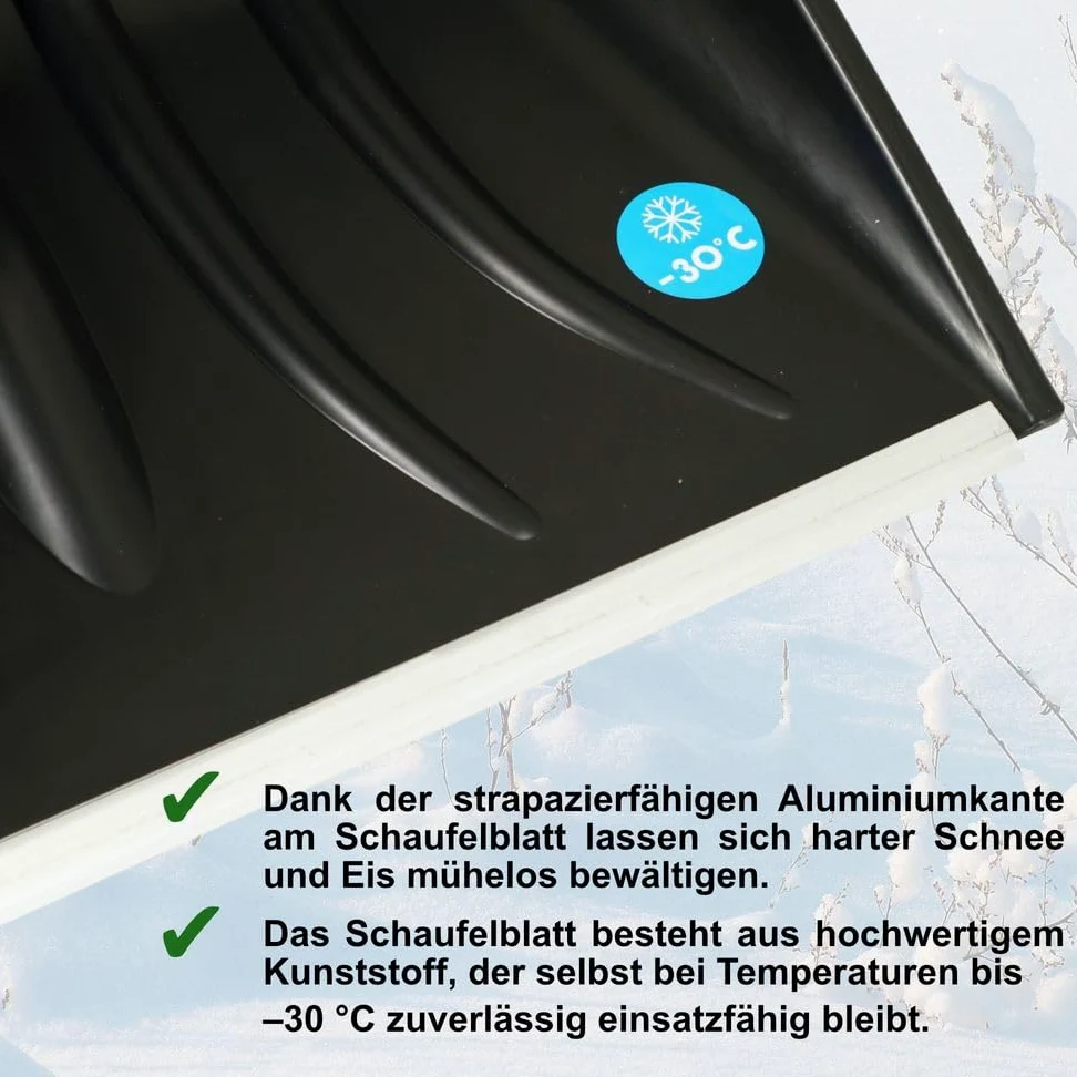 MePla Pala da neve Smart 48 con manico in legno robusto e bordo in alluminio robusto – La pala è perfetta per l'inverno – Acquisto veloce ed economico