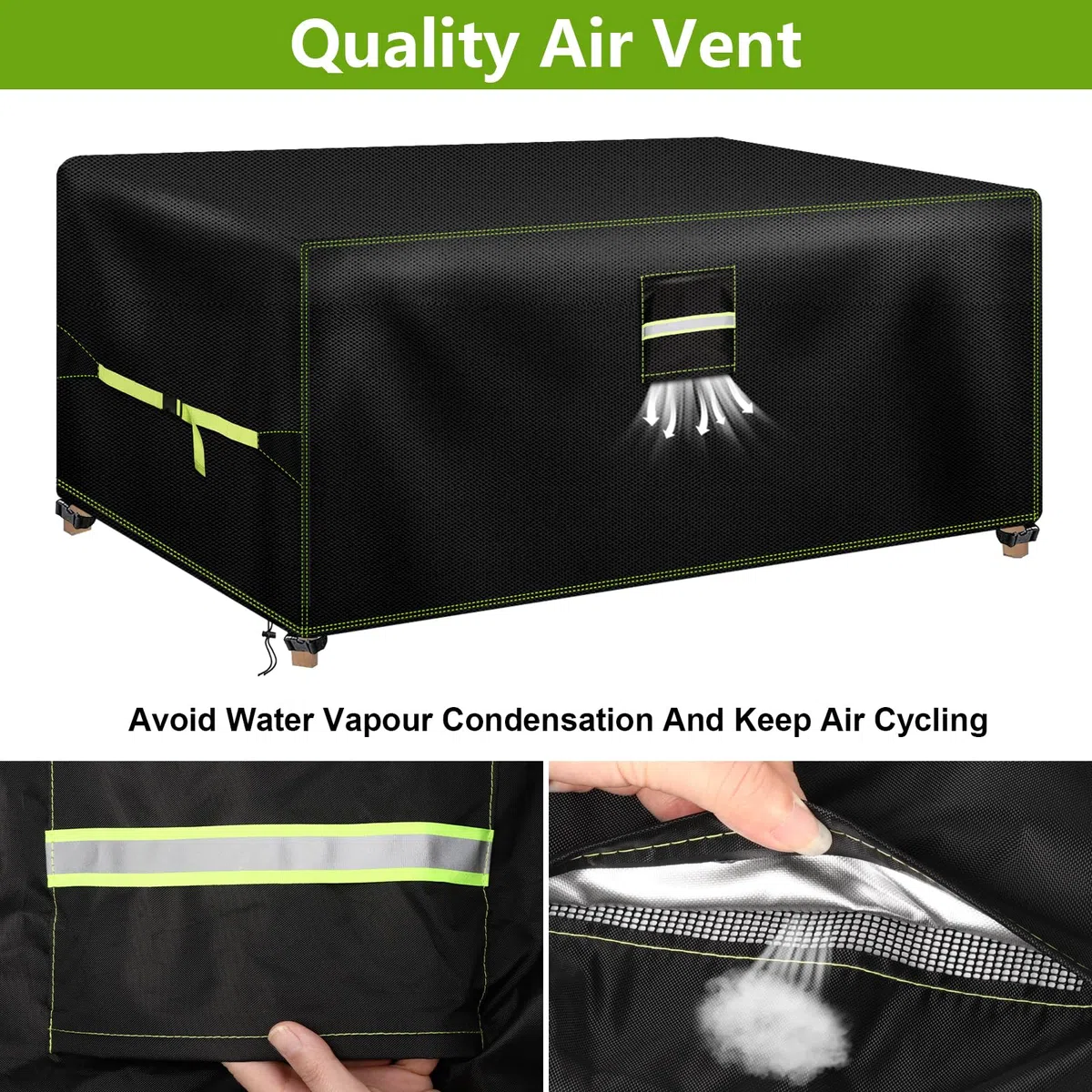 VDISRR Copertura Tavolo Esterno Iimpermeabile, 600D Resistente Oxford Telo Esterno Tavoli 180x122x74cm, Copridivano Protettive per Mobili da Giardino con Prese d'Aria, Antivento, Antipolvere, Anti-UV