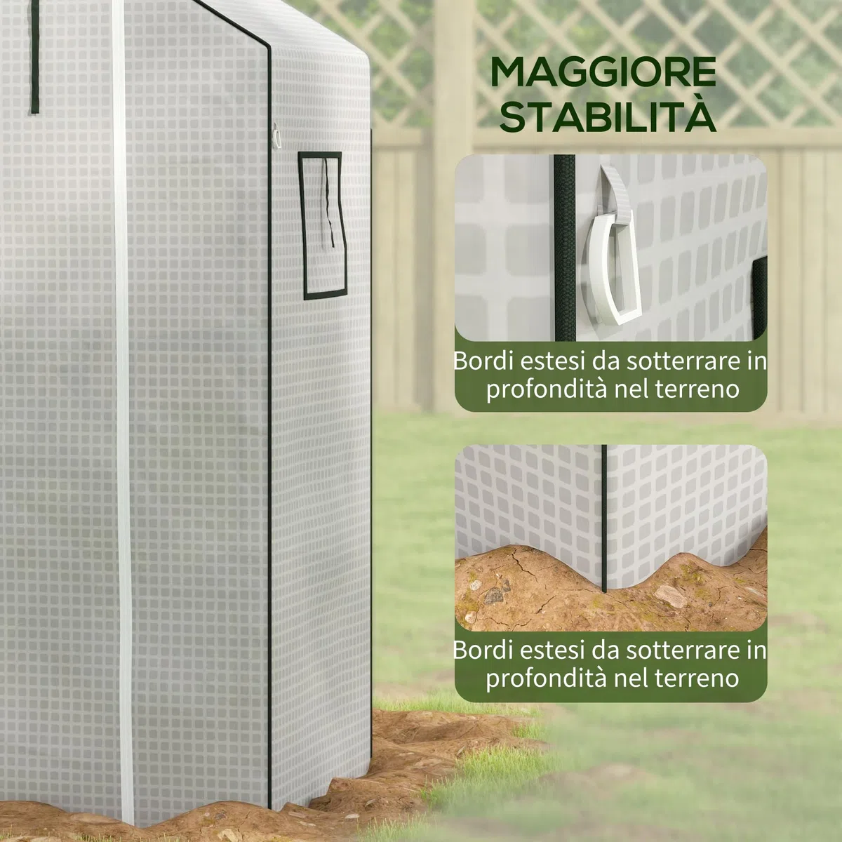Outsunny Copertura per Serra in PE 1.4x0.73 m, Telo di Ricambio per Serra con Finestre, Porta Avvolgibile a Cerniera e Bordi Interrati, Protezione UV, per Agricoltura, Piante, Orti e Giardino, Bianco