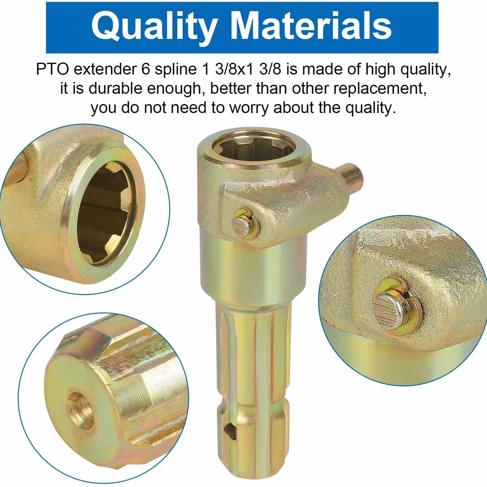 Adattatore PTO per Trattore, Femmina 1-3/8“ e 6 scanalature Maschio 1-3/8” e 6 scanalature, Prolunga PTO, per Trattori Fino a 70
