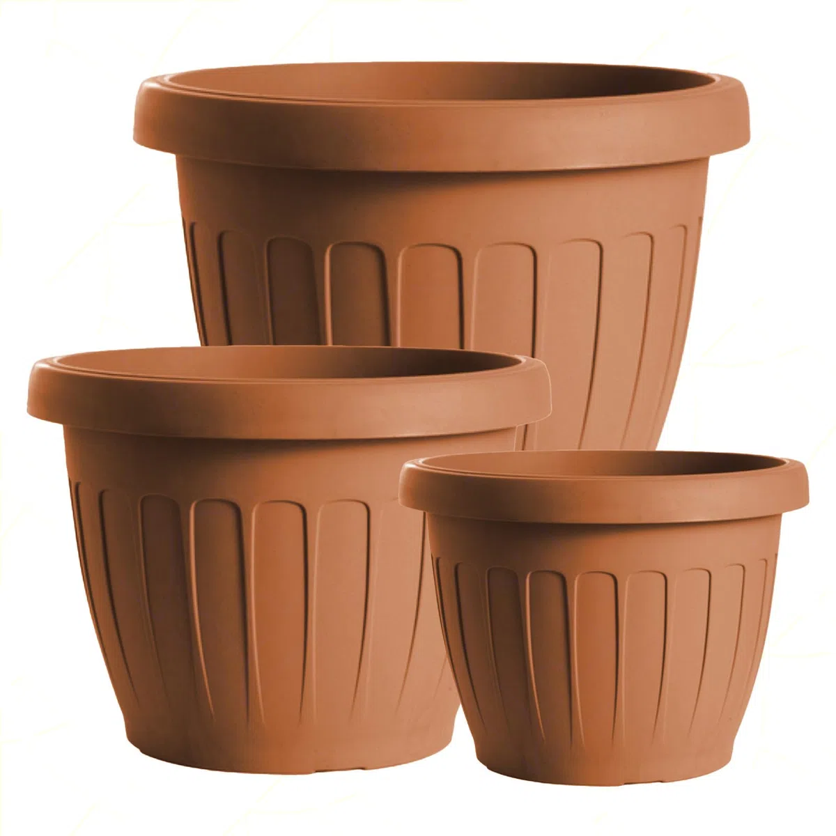 bama Vaso Terra Tondo 70 cm per Fiori Piante con Sottovaso 122 Litri Plastica Color Terracotta, con Fori di Drenaggio, Resistente agli UV, Made in Italy
