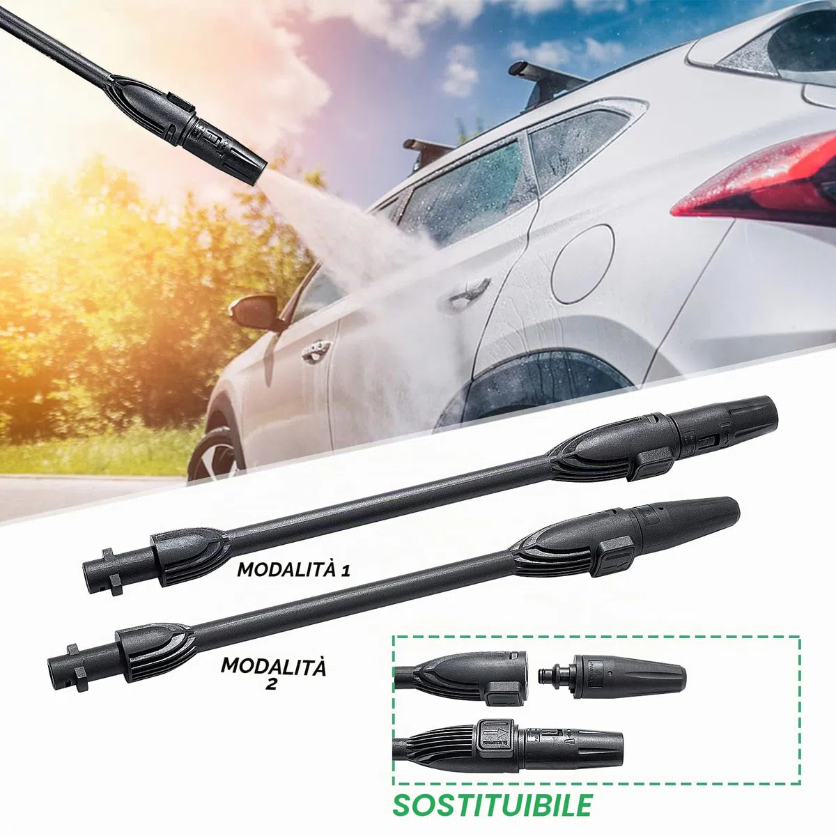 YUET Lancia idropulitrice, Ricambi per Kärcher K2 K3 K4 K5 K6 K7 Serie, con Ugello Turbo Rotante Dirt Blaster e Ugello Spruzzatore Regolabile