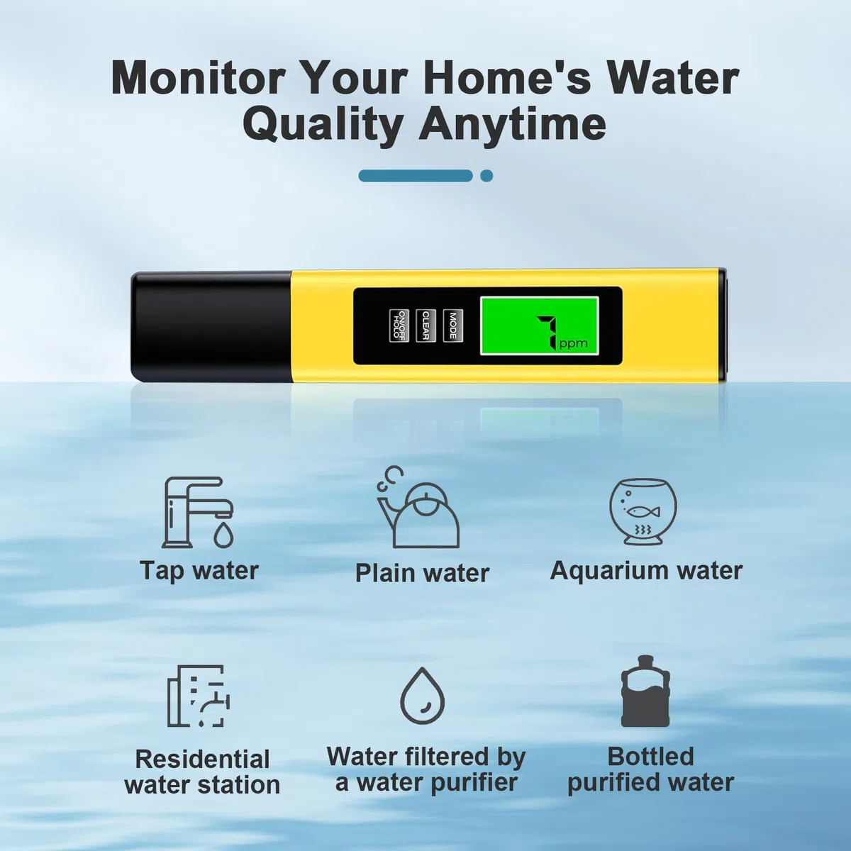 Tester Acqua 4-in-1 Misuratore TDS EC Temperatura con Display LCD & Sonda Titanio Per Acqua Potabile, Acquario, Piscina