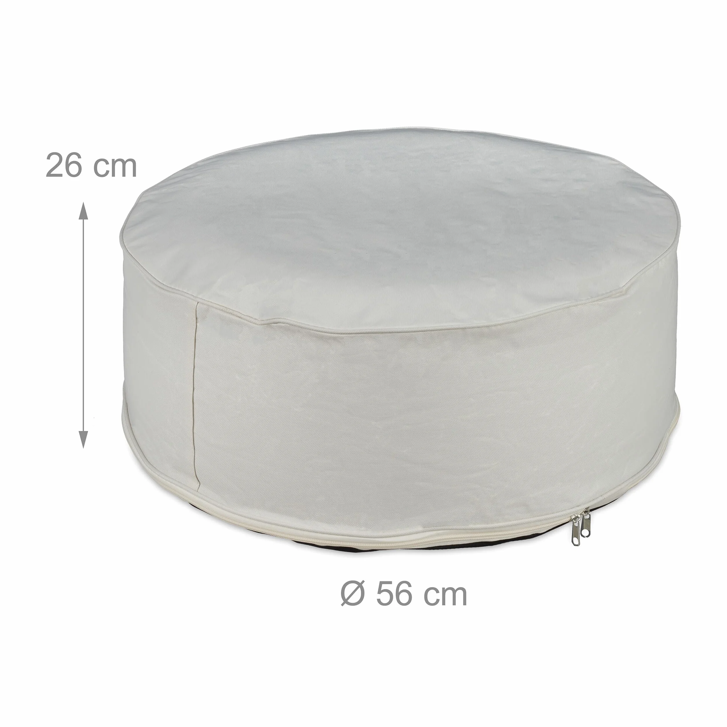 Relaxdays Sgabello Gonfiabile da Esterno, Pouf Arredo Outdoor, Poggiapiedi Rotondo da Giardino, HxD: 26x56 cm, Beige