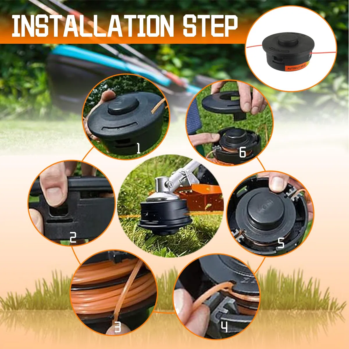 Trimmer Testina Autocut 25-2 Testa Falciante Bombata per Stihl FS100 FS106 FS108 FS100RX FS110 FS120 FS130 FS200 FS300 FS350 FS450 FS550 KM55 KM85 KM90 FR106（2 Pezzi）