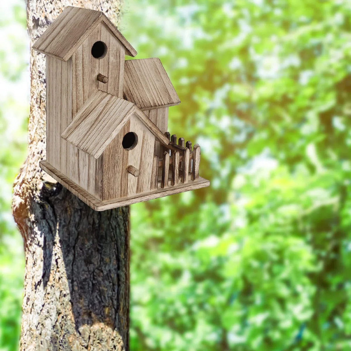 Casetta per uccelli in legno, casetta per uccelli da appendere, casetta per mangiatoia per uccelli, piccola cincia, decorazione per villa per uccelli, adatta per giardino, albero, foreste, balcone