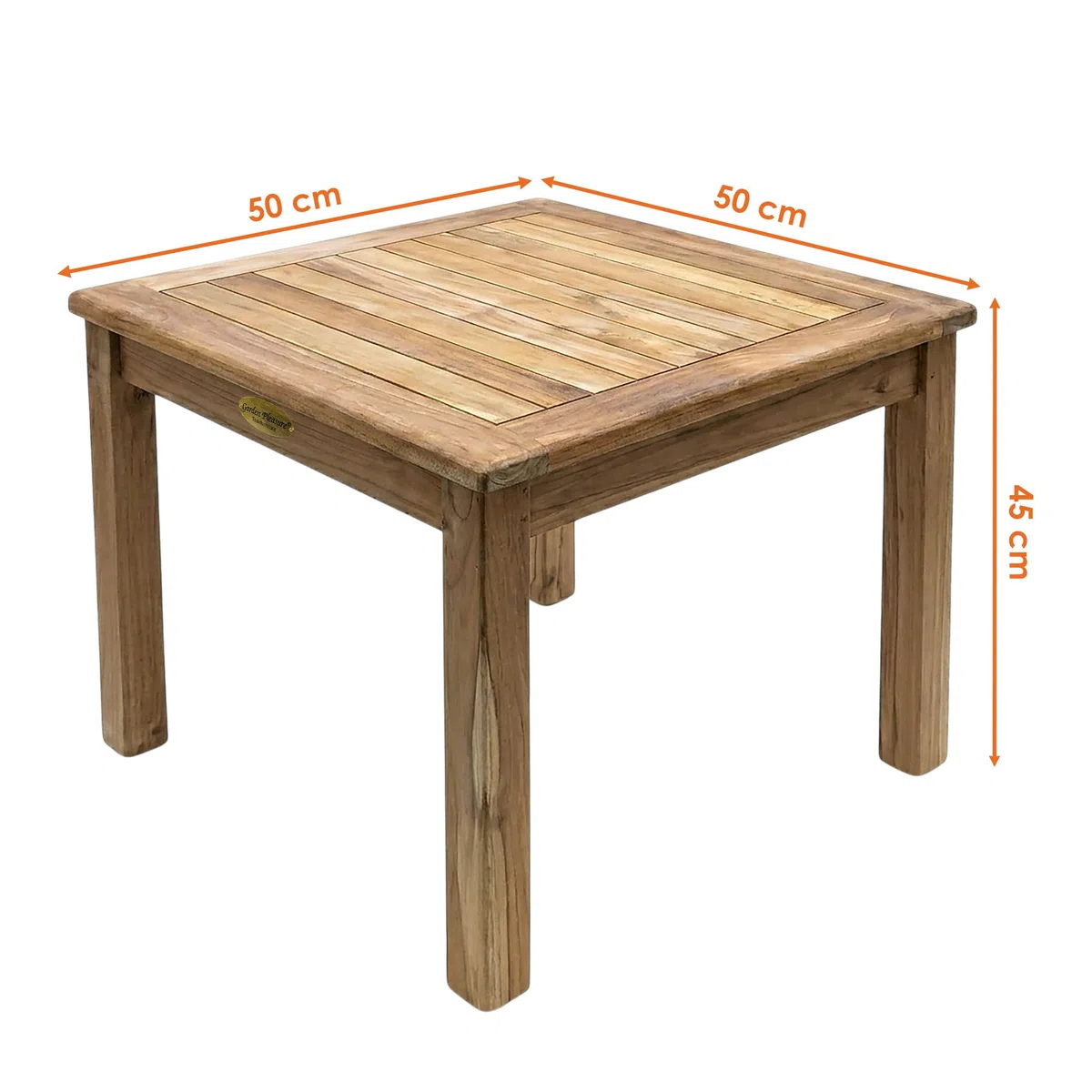 Spetebo Tavolino da giardino in legno di teak massiccio, 50 cm | Tavolo da giardino in legno massiccio, per giardino, terrazza, balcone, per piante e fiori