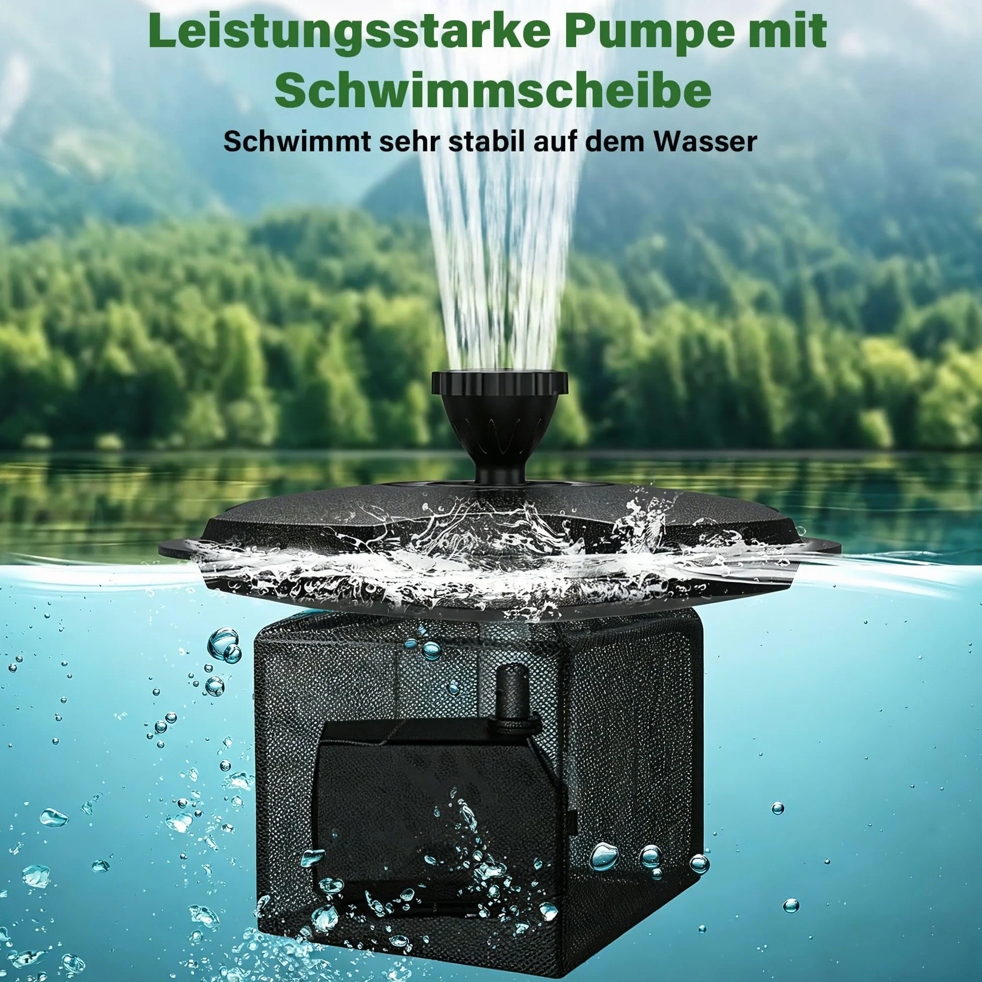 Biling Fontana galleggiante con illuminazione a LED per laghetto da giardino, fontana con pompa da 2500 l/h, cavo da 9 m con spina europea, gioco d'acqua con 3 modalità fontane (antigelo)