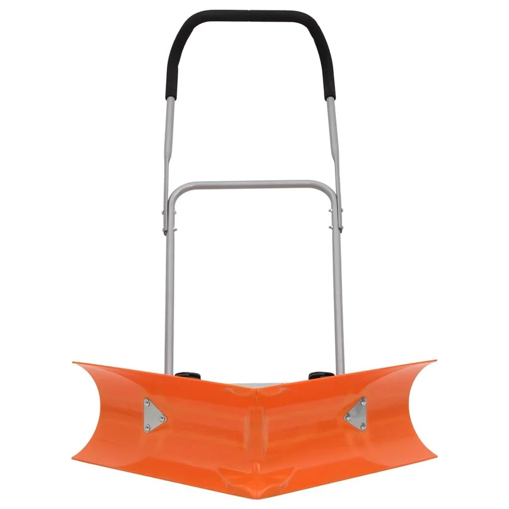 Pala da neve a doppio angolo manico estensibile in acciaio arancione pala con ruote antiscivolo, strumento per racchette, spinge neve