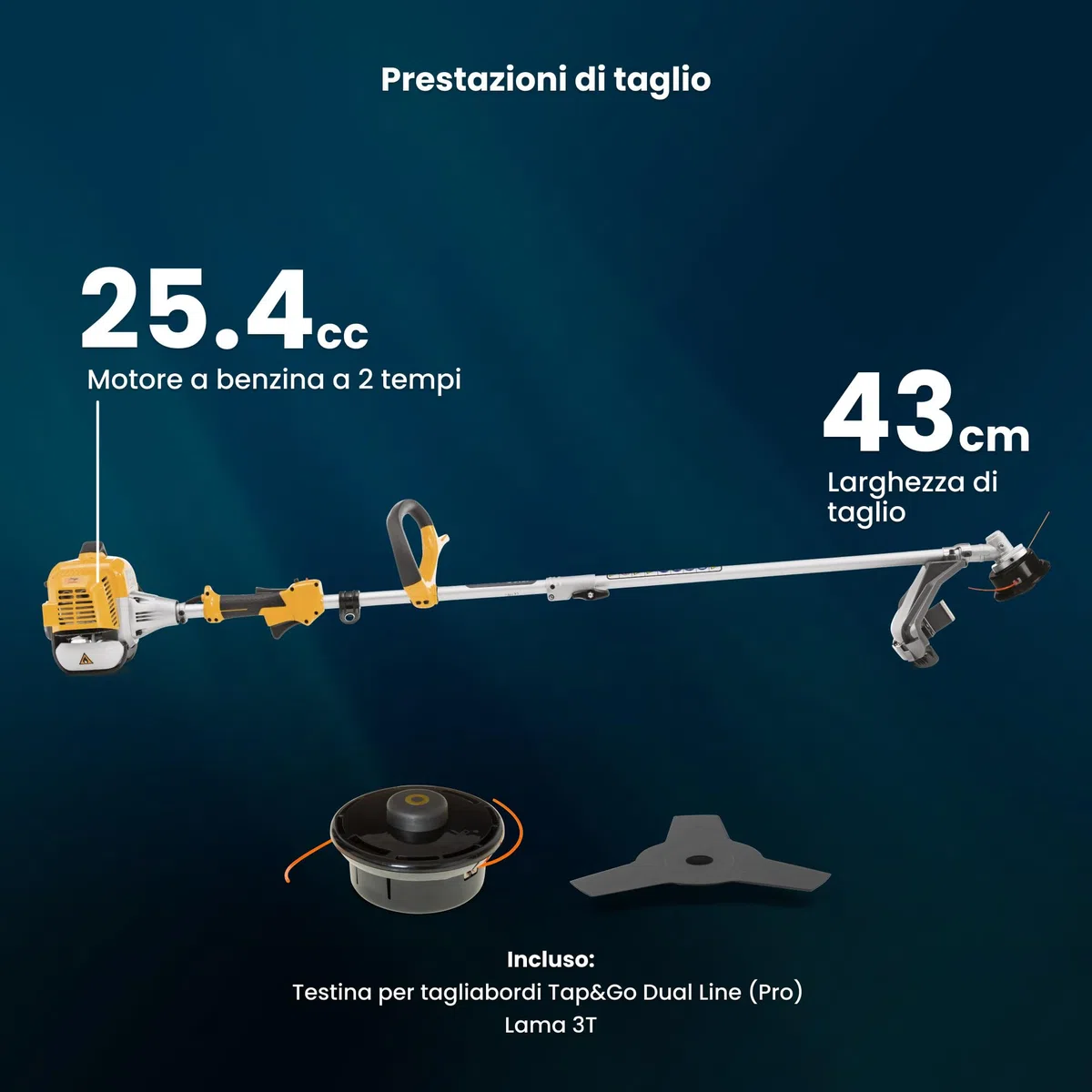 STIGA BC 330 A Decespugliatore A Scoppio, 25,4 cc, 43 cm – Testina Tap&Go e Lama 3T – Rifinitura Prato e Taglio Sterpaglie