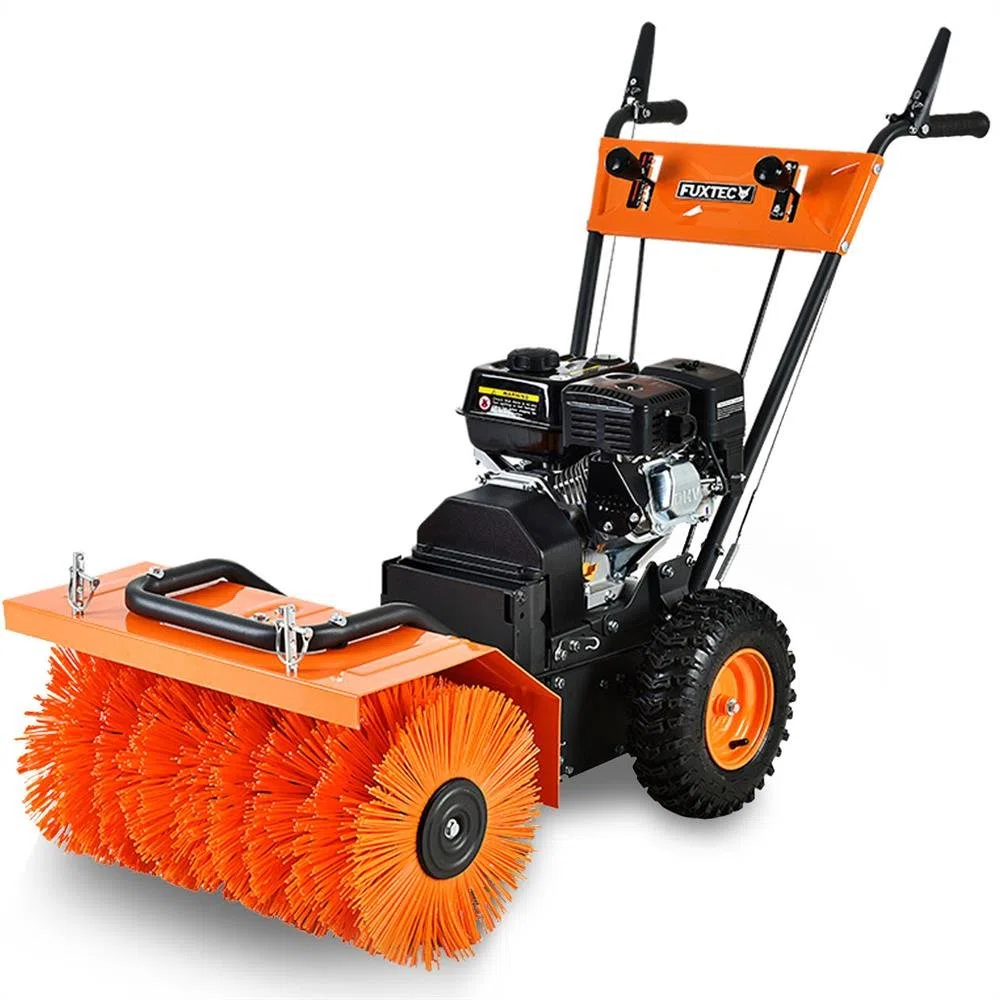Fuxtec FX-KM196 spazzatrice spazzaneve a Scoppio da 196 CC con spazzole - Accessori opzionali Disponibili spazzaneve, Contenitore rifiuti.