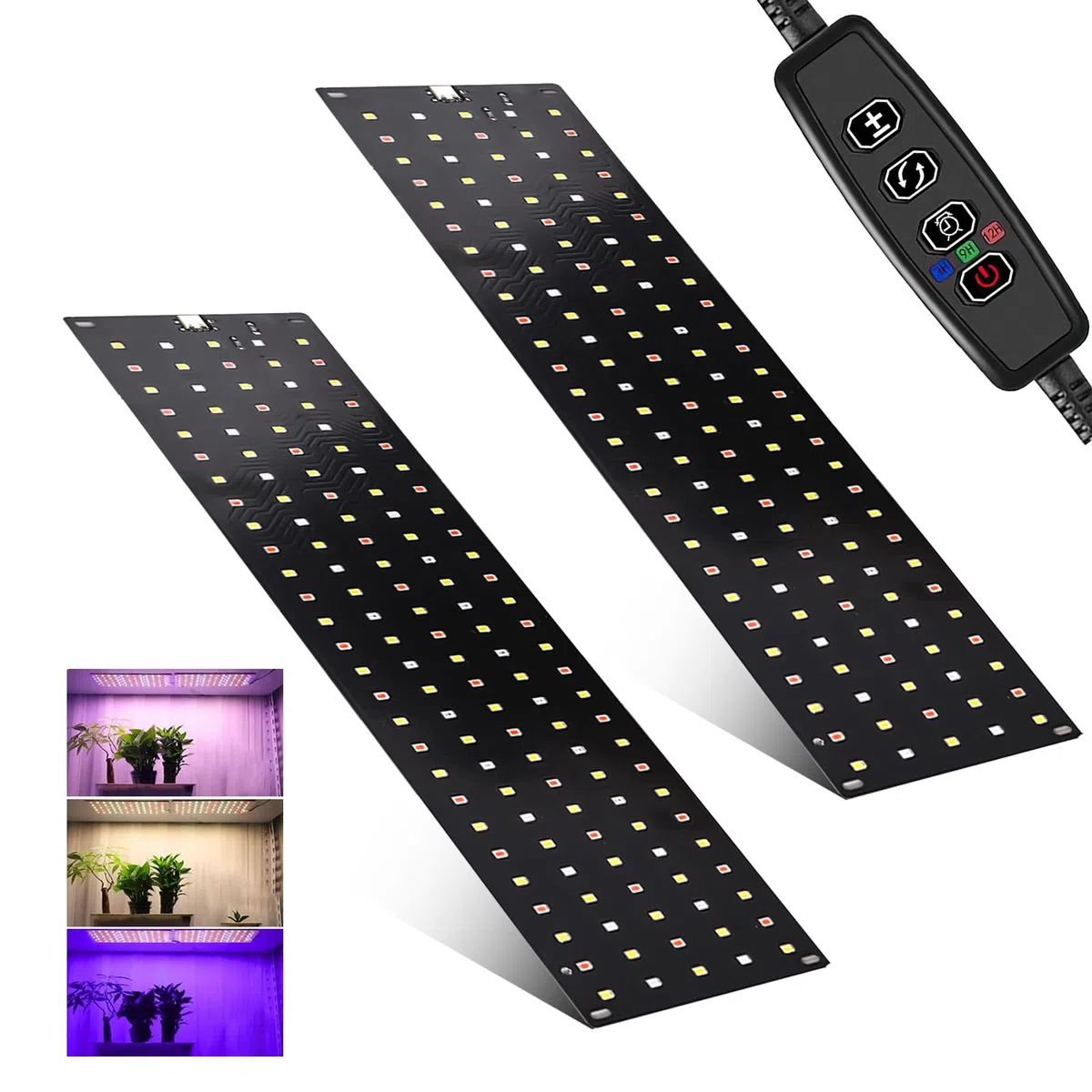 2 pezzi Lampada per Piante, 270 LEDs Spettro Completo Lampada Piante Coltivazione da Interno con Timer, 3 modalità di illuminazione regolabili, 10 Regolazioni di Luminosità