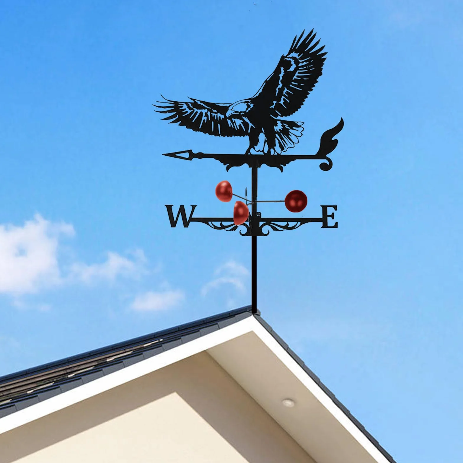 Segnavento a Forma di Aquila 3D in Metallo, Indicatore di Direzione del Vento, Banderuola Tetto Palo Giardino, Banderuola per Cortile, Fienile, Capannone, Ornamento per Tetti e Giardini