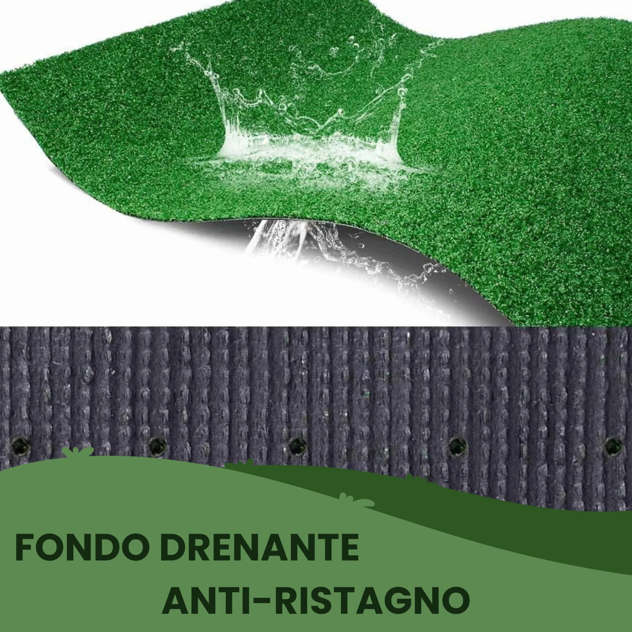 Baroni Home Rotolo di Erba Sintetica 10x1 m, Altezza 7 mm, Verde Naturale, Erba in PE, Fondo Drenante in PP, Alta Densità Fili/m², Resistente e Sicura per Animali, per Giardini, Terrazzi, Piscine