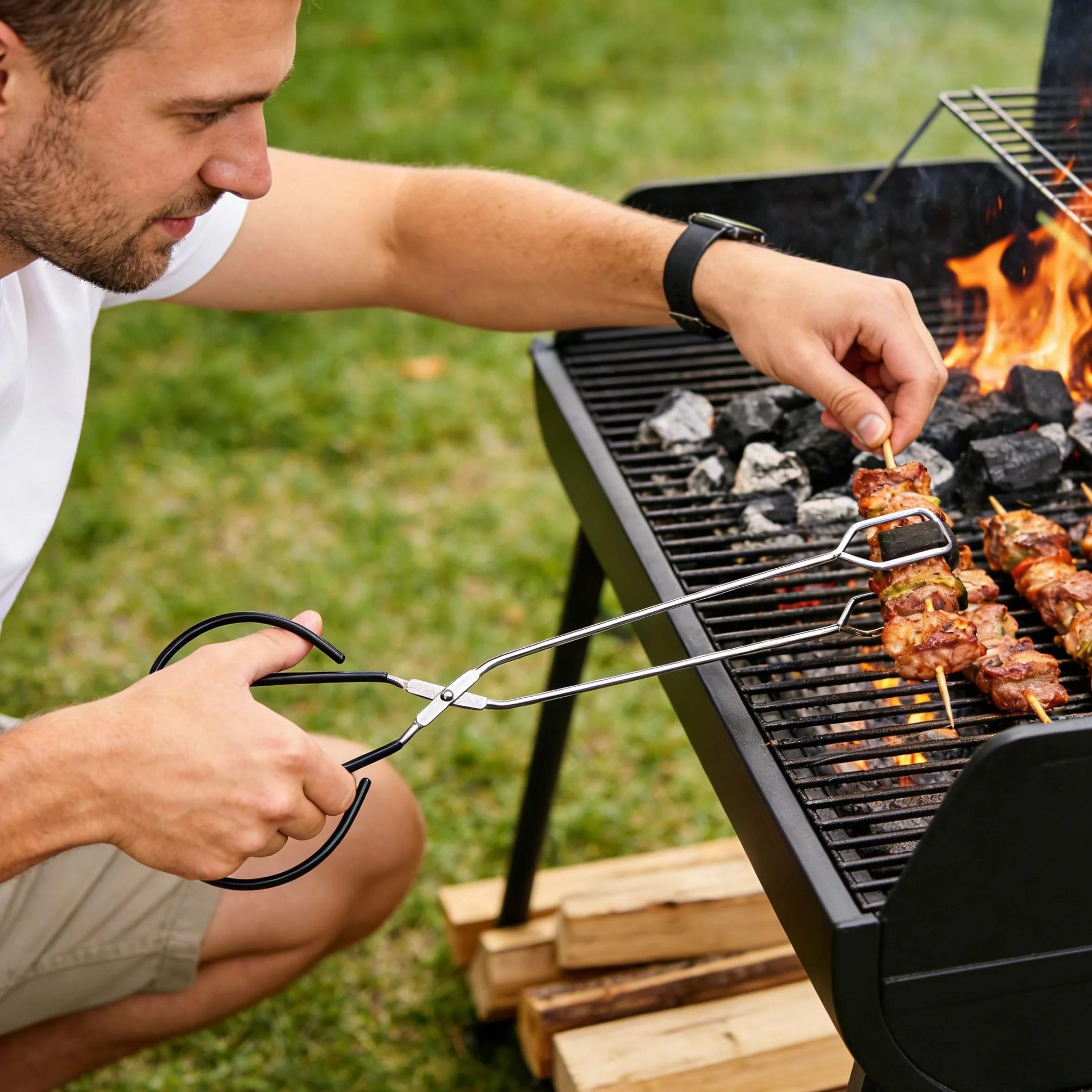 CINY 2 pinze per barbecue, pinze per forbici extra lunghe, pinzette per forbici in acciaio inox, cucina da forno, cottura del pane, pinze per grigliare, pinze per pane, pinze per il pane, pinze per il