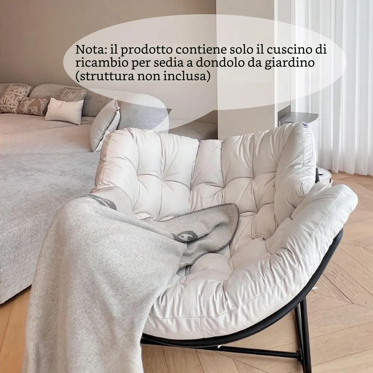 Papasan - Sedie a dondolo per adulti, 103,9 cm, oversize in rattan, struttura in metallo, supporto grande, per esterni e patio moderno (bianco)