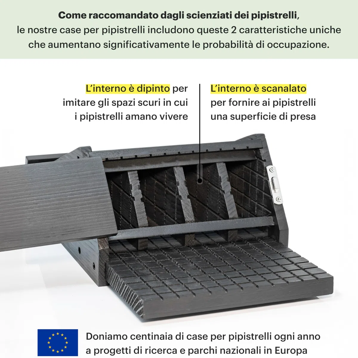 WHITEHORSE Casa per pipistrelli in cedro - Box per pipistrelli a 4 scomparti - Supporta i pipistrelli e goditi un giardino più sano con meno zanzare (Nero)
