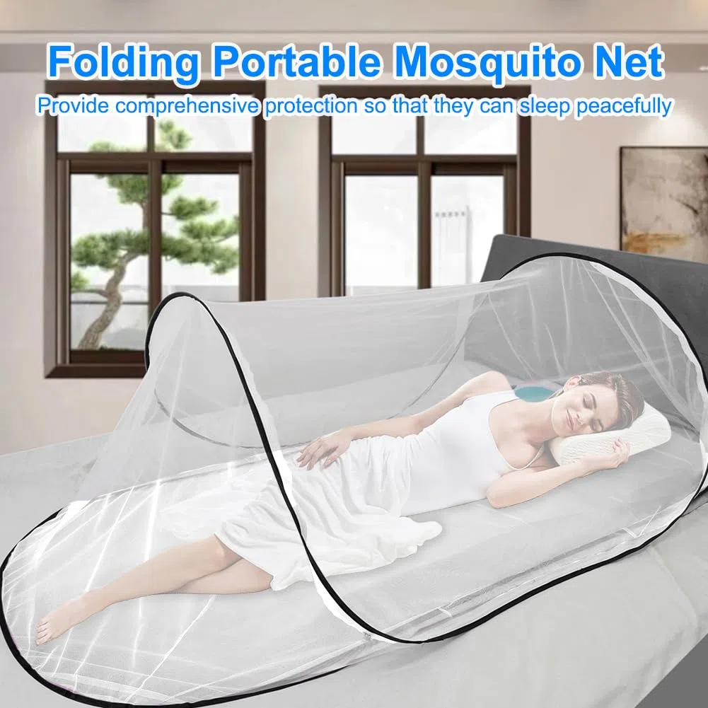 Zanzariera da viaggio pop-up e pieghevole, 200 x 80 x 56 cm, portatile, con cerniera, per letto da campeggio