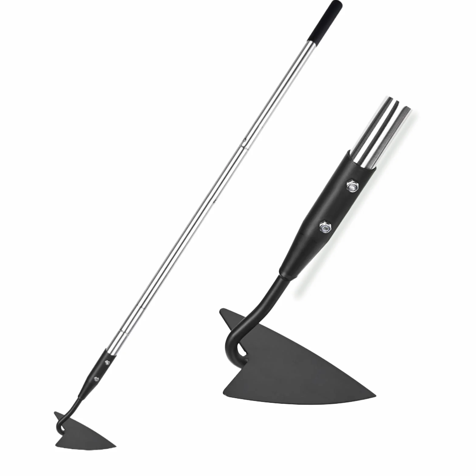 YEELOR Warren Zappa, Zappa da Giardino in Acciaio al Carbonio con Manico Lungo Regolabile in Acciaio Inox da 144,78 cm, Zappa da Giardino Robusta per Rifilatura, Diserbo, Scavatura, Allentamento e