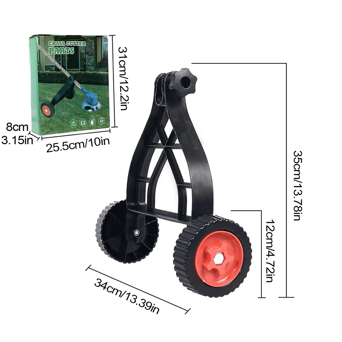 Supporto per Decespugliatore, Attacco per Tosaerba a Velo a Spazzole, ABS Ruote di Supporto Regolabili per Decespugliatore Erbacce Decespugliatore Giardino