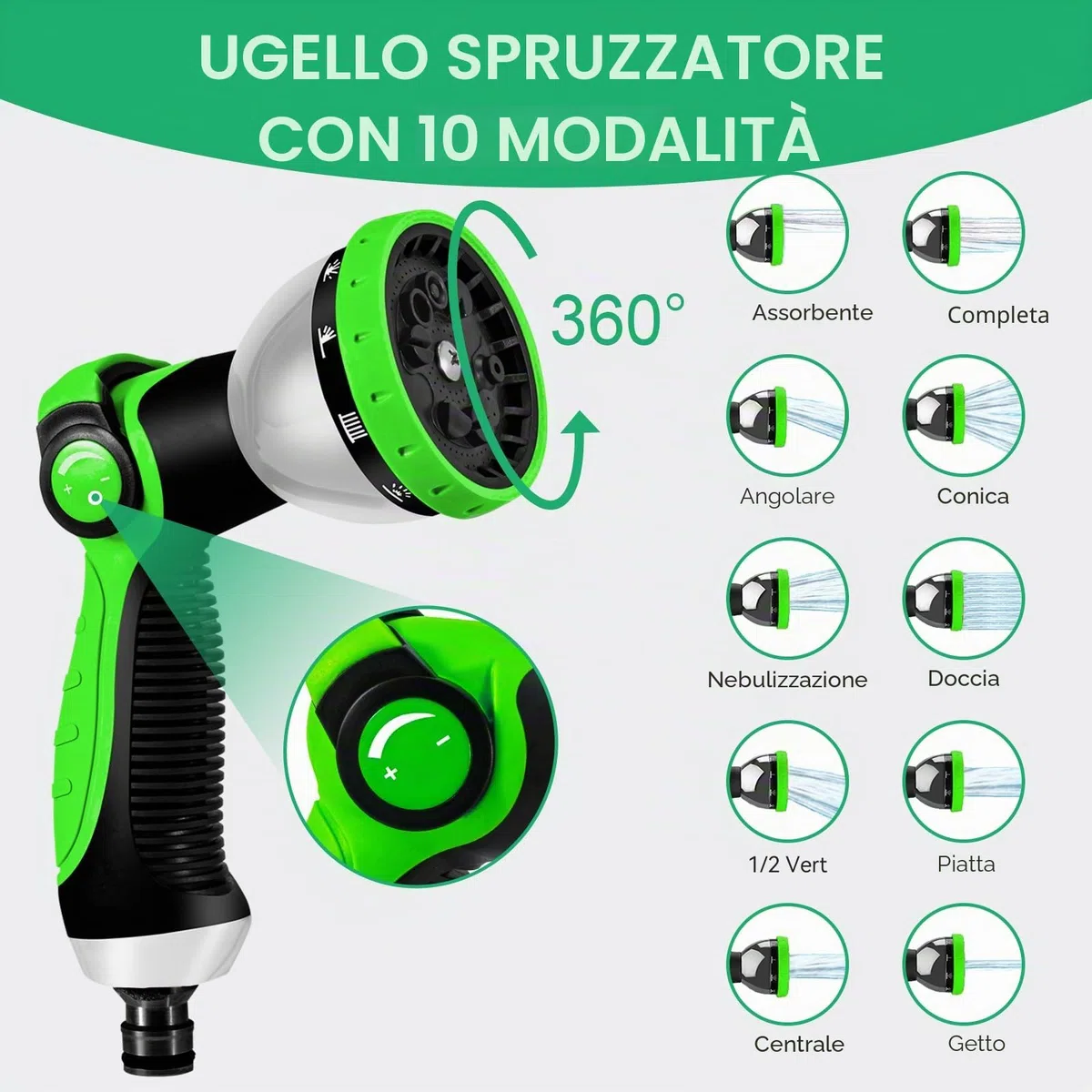 Yofidra Tubo da Giardino Estensibile 30M/100FT, Leggero, Pistola 10 Funzioni e Raccordi Metallo, Tubo Flessibile per Innaffiare, Lavare Auto e Terrazzo(Nero e verde)