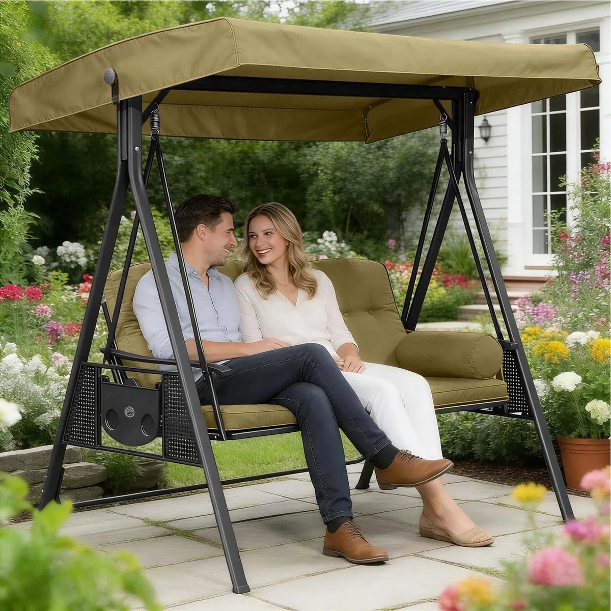 Copertura di ricambio per dondolo da esterno - Telo ombreggiante impermeabile 190x120 cm | Tettuccio di ricambio per altalena da esterno | Protezione per arredi da patio cortile e giardino