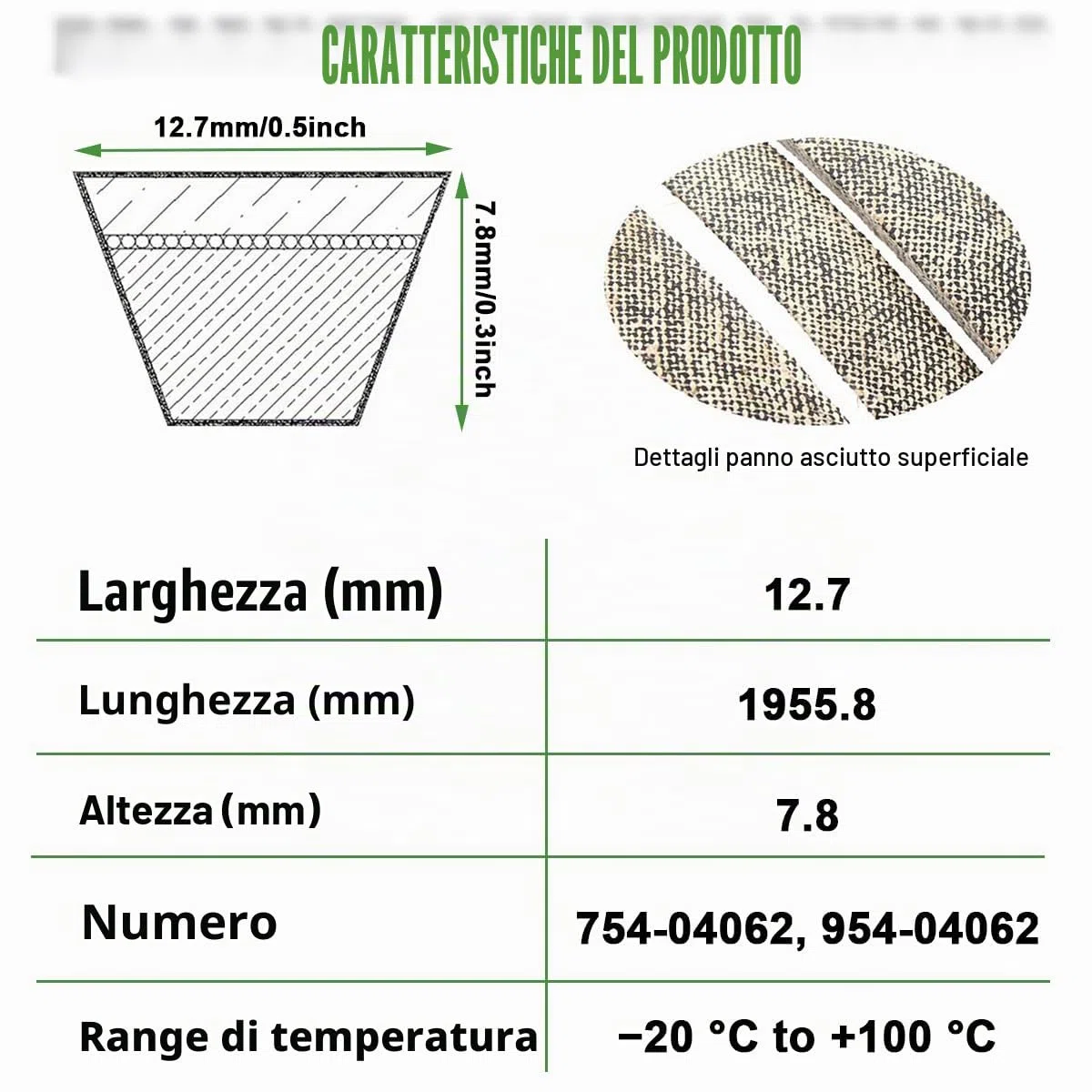 ZAMDOE 754-04062 954-04062 Cinghia per Piatto di Taglio per Tosaerba per MTD per Troy-Bilt per Bolens per Cub Cadet Cinghia di Trasmissione a V per trattorino Tosaerba da 38 Pollici 1/2 x 77''