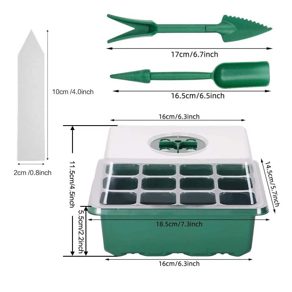 Vassoio Germinazione, 12 Pezzi Scatola di Germinazione, 12Fori Set di Propagazione dei Semi, Vassoi per Piante con Cupole Ventilate, per Germinazione, Strumento di Coltivazione in Mini Serra