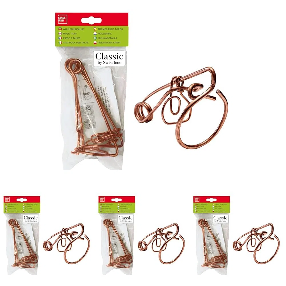 SWISSINNO Trappole a Filo per Talpe e Arvicole – Set da 2 – Modello Bavarese – Meccanismo Potente e Preciso – Design Europeo – Riutilizzabili e Resistenti (Confezione da 4)