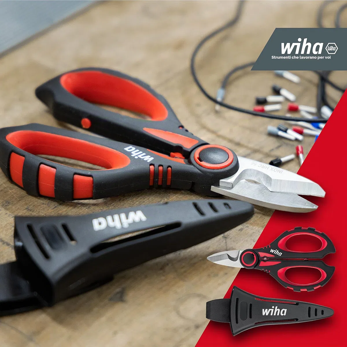 Wiha Tijera profesional con función de crimpado 160 mm (41923)