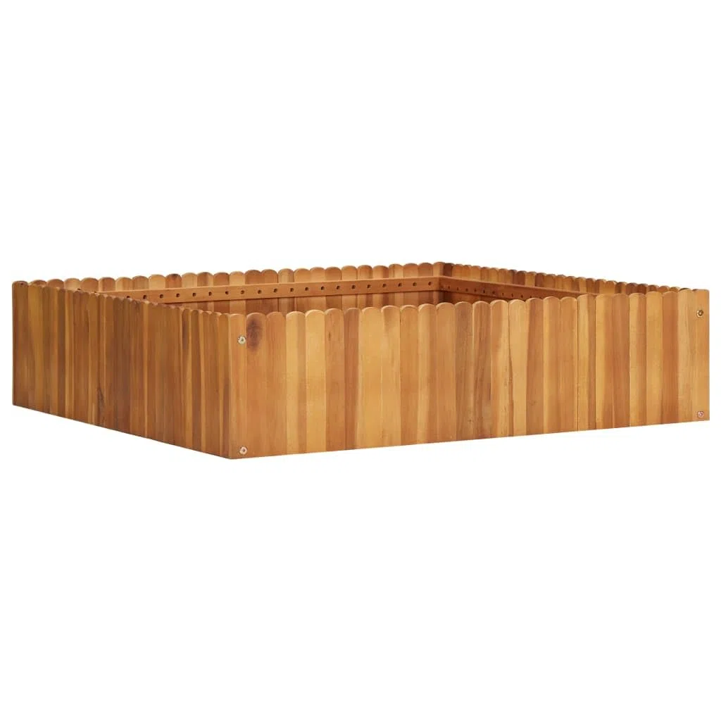 vidaXL Letto Rialzato da Giardino Fioriera Rustica Naturale Aiuola Elegante Portafiori Piante Vaso Giardinaggio 100x100x25 cm Legno Massello di Acacia