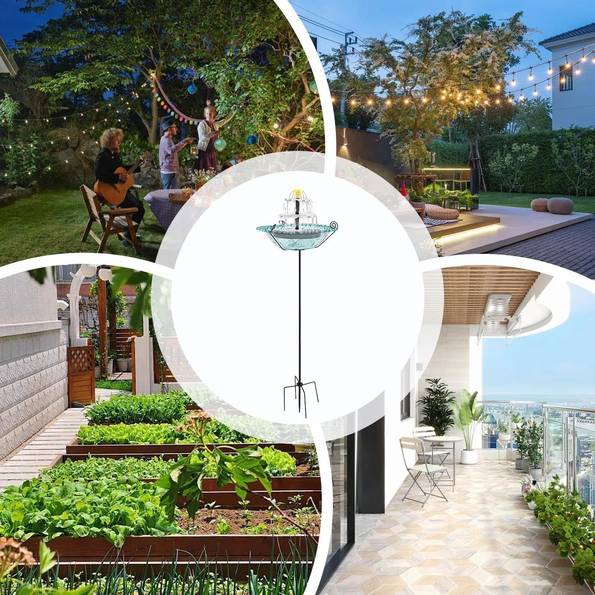Fontana Solare per Uccelli in Bagno Alimentatore per | Bagno Da Giardino Per Amanti Della Natura Giardinieri Cortile Balcone Terrazza Prato Giardino Antistante