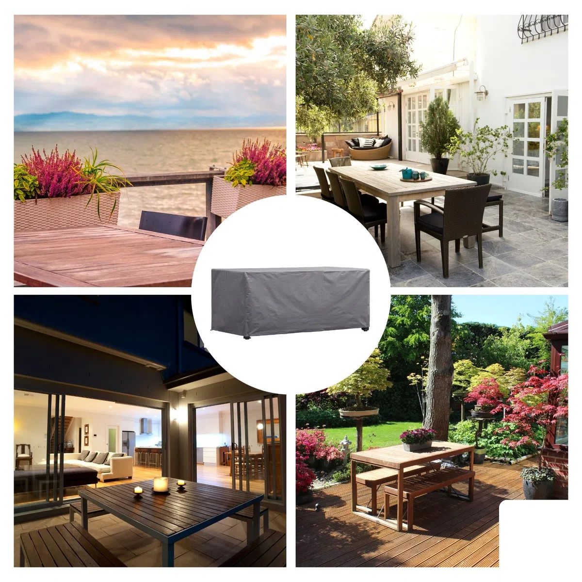 Perel Copertura da esterno per tavolo 305 x 110 x 75 cm, impermeabile e resistente ai raggi UV, protezione robusta per tavoli da giardino fino a 300 cm, materiale durevole contro pioggia, sporco e
