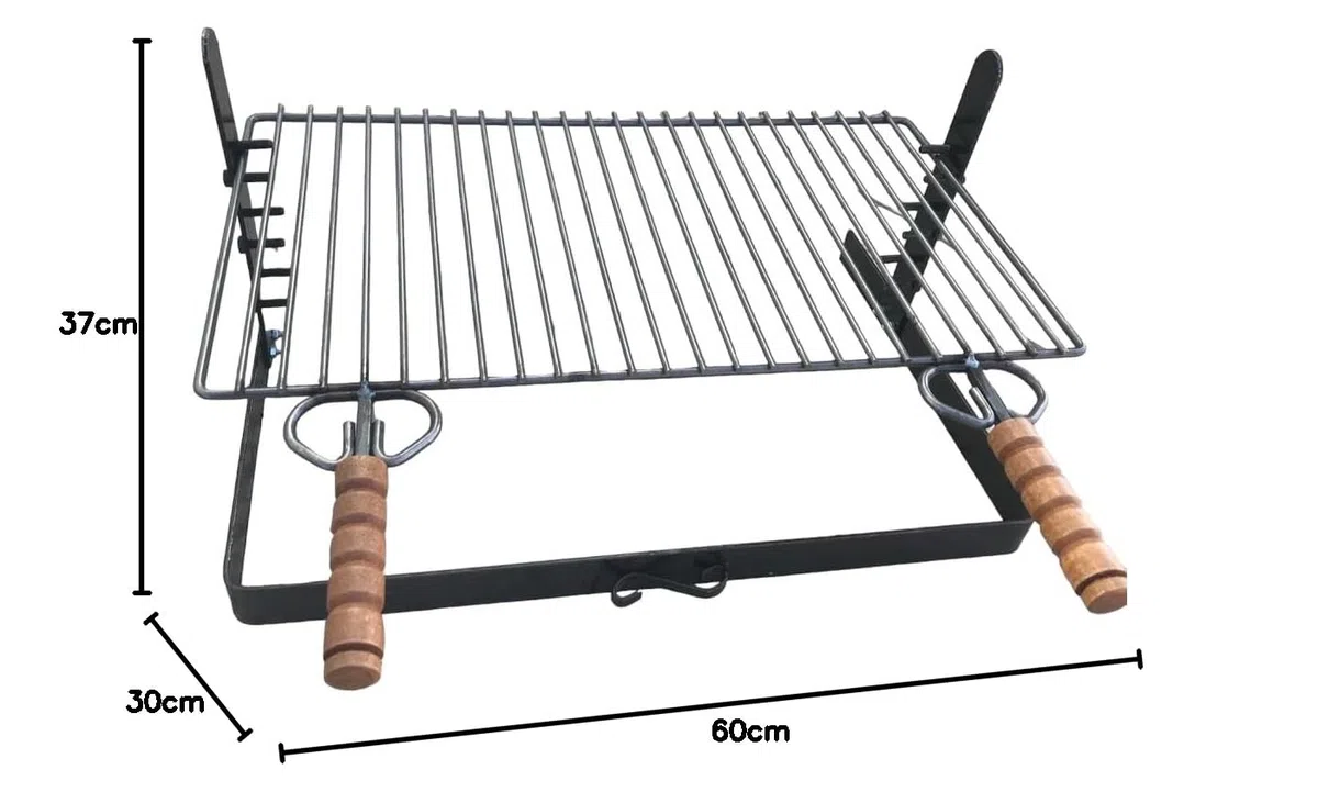 GRIGLIA PER BARBECUE IN FERRO GRATICOLA PESANTE 60x38CM REGOLABILE IN ALTEZZA