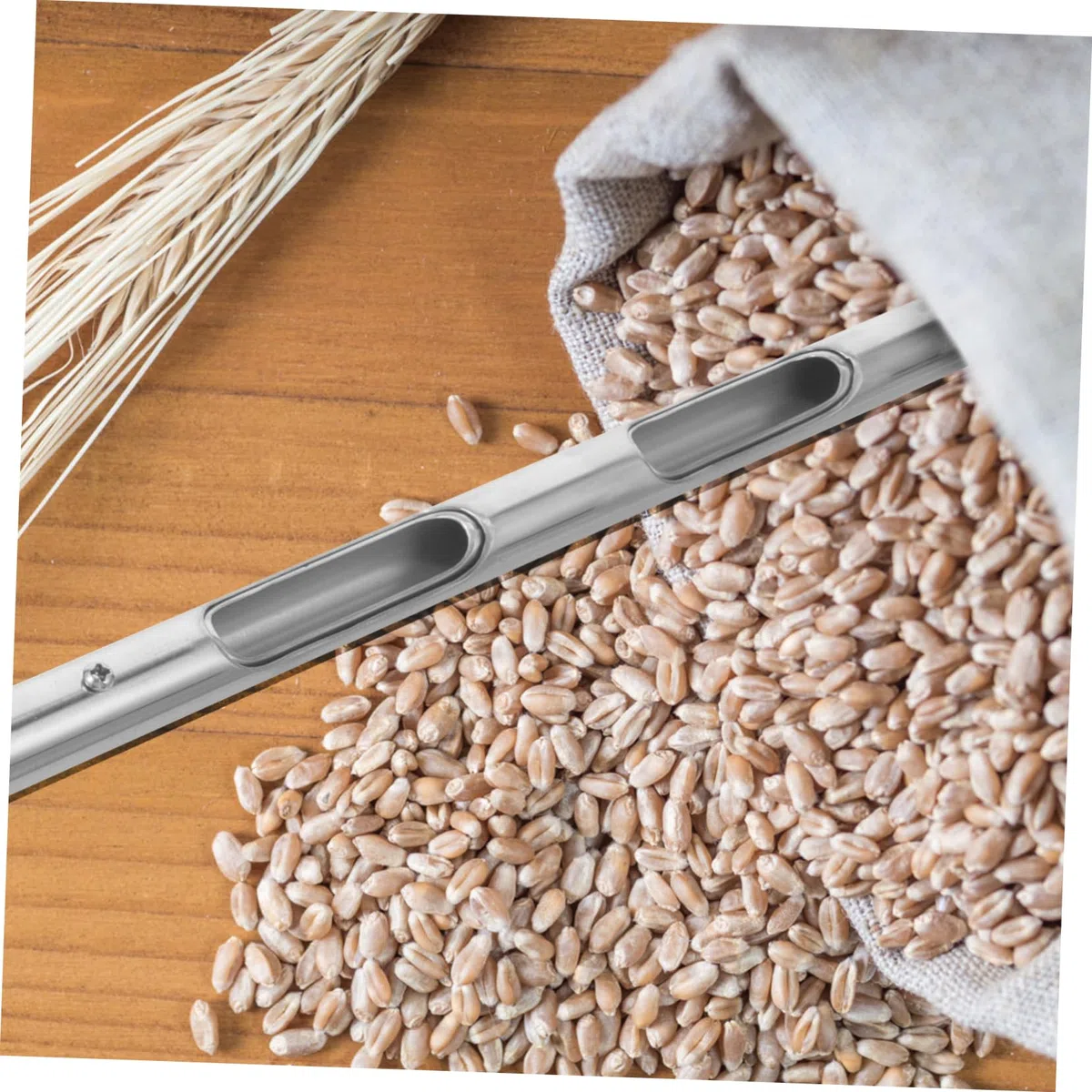 Campionatore di Cereali in Acciaio Inox 19mmx0,5m Impugnatura Ergonomica, Sonda per Campioni di Terreno e Polvere di Grano, Strumento Professionale per Assaggio e Analisi Agricola