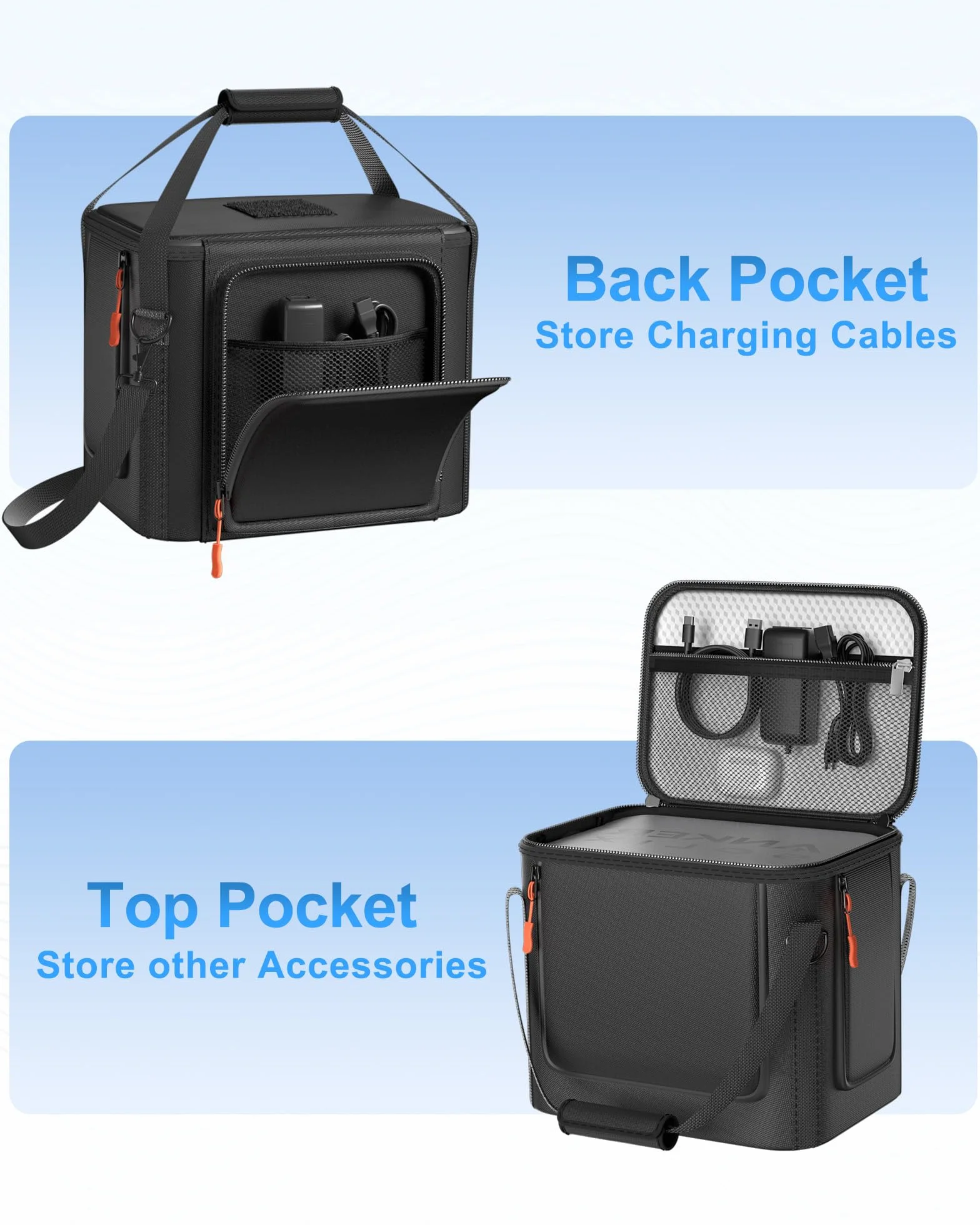 Hautton Borsa da trasporto per Anker SOLIX C1000/ C800/ C800 Plus Stazione Elettrica, Borsa di Protezione con Tracolla e Maniglia per Generatore Elettrico Portatile, Custodia per Power Station -Nero