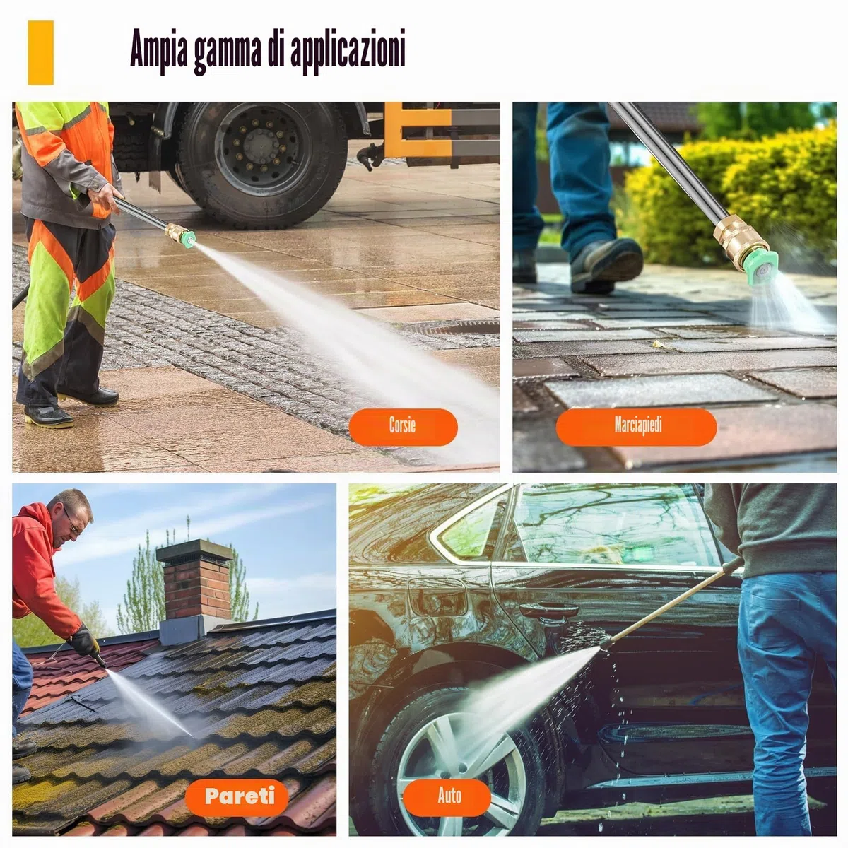 200 Bar Idropulitrice a Scoppio 4 Tempi 7,5 CV con 5 ugelli | Idropulitrice Benzina Auto Giardino Autoadescante con tubo da 10 m, 3400RPM 9 LPM