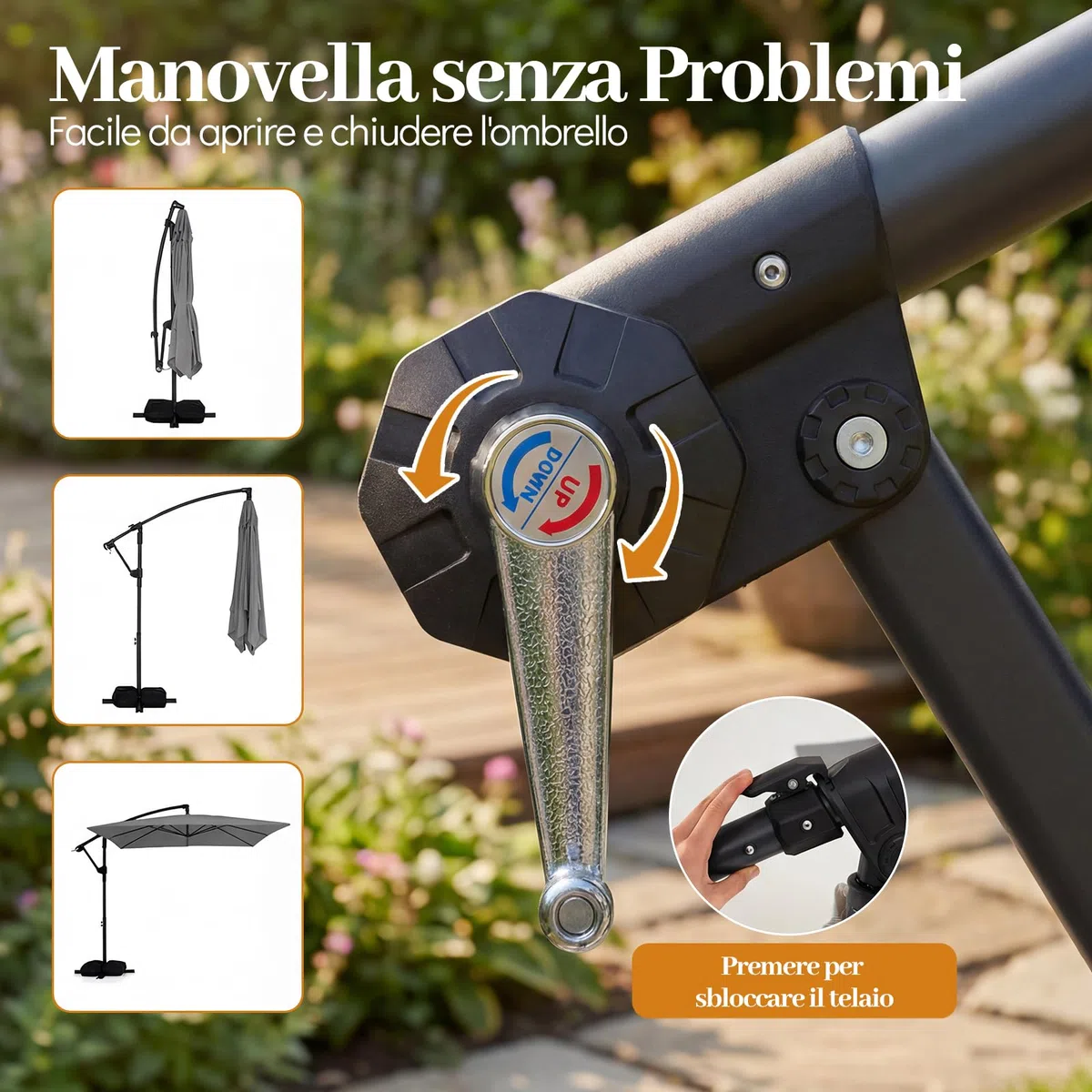 COSTWAY Ombrellone da Giardino 250 cm, Tettuccio Girevole e Ventilato | Protezione Solare, Resistente, Portatile, Sacchi di Sabbia, per Balcone, Esterno, Spiaggia (Grigio, 0 Luce LED)