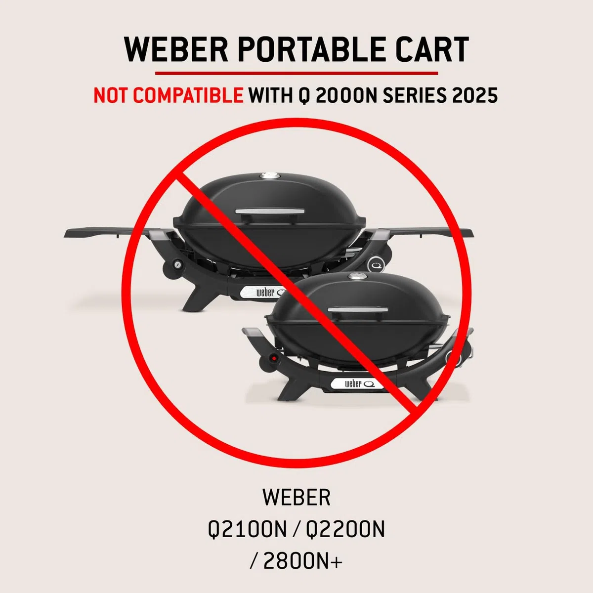 Weber Carrello Q | supporto con ruote per BBQ a gas serie Q 2000, ganci attrezzi, maniglia, vano accessori, 75,5x91x58 cm