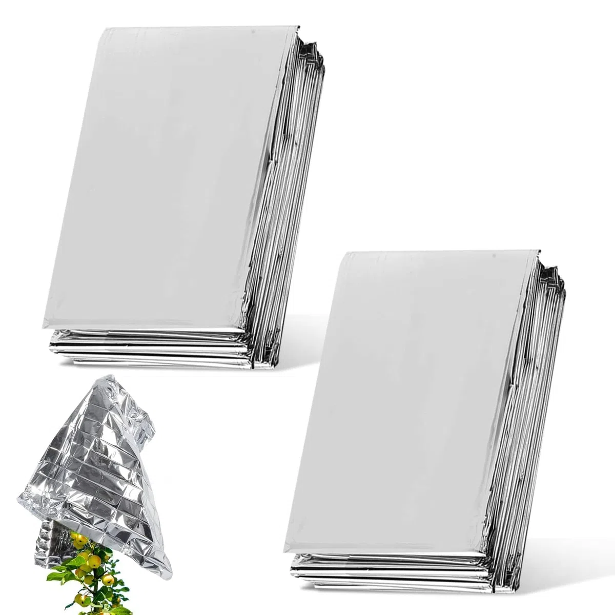 2 Pezzi Film Mylar per Serra e Giardino, Riflettenti 210 x 120 cm Argento Pellicola