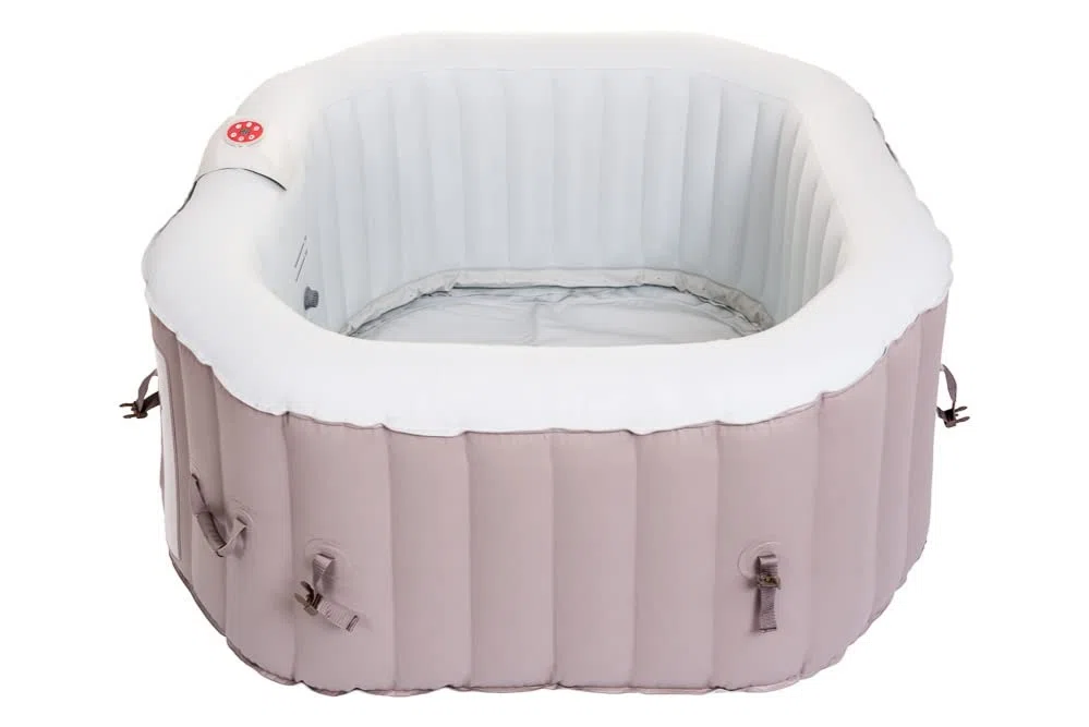 Belatrix Luxury 125 - Vasca idromassaggio portatile (gonfiabile), colore beige, set con base e copertura termica