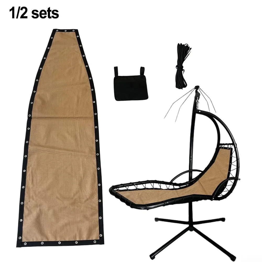 Minhe Tessuto di ricambio per sedia a dondolo da giardino, 64 x 197 x 23 cm, tessuto di ricambio per riparazione di sedie sospese, con borsa laterale (1 pezzo senza tasche)