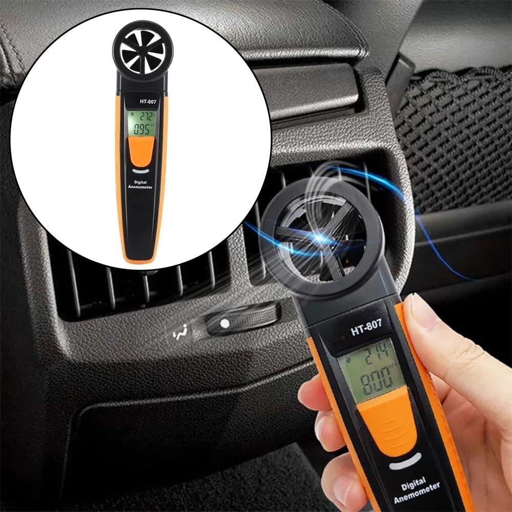 Anemometro digitale con doppio sensore di temperatura, 5 unità per mph m/s, nodi ft/min, retroilluminazione LCD, scala Beaufort per HVAC, vela, golf, aquiloni, pesca, caccia, arrampicata, metallo