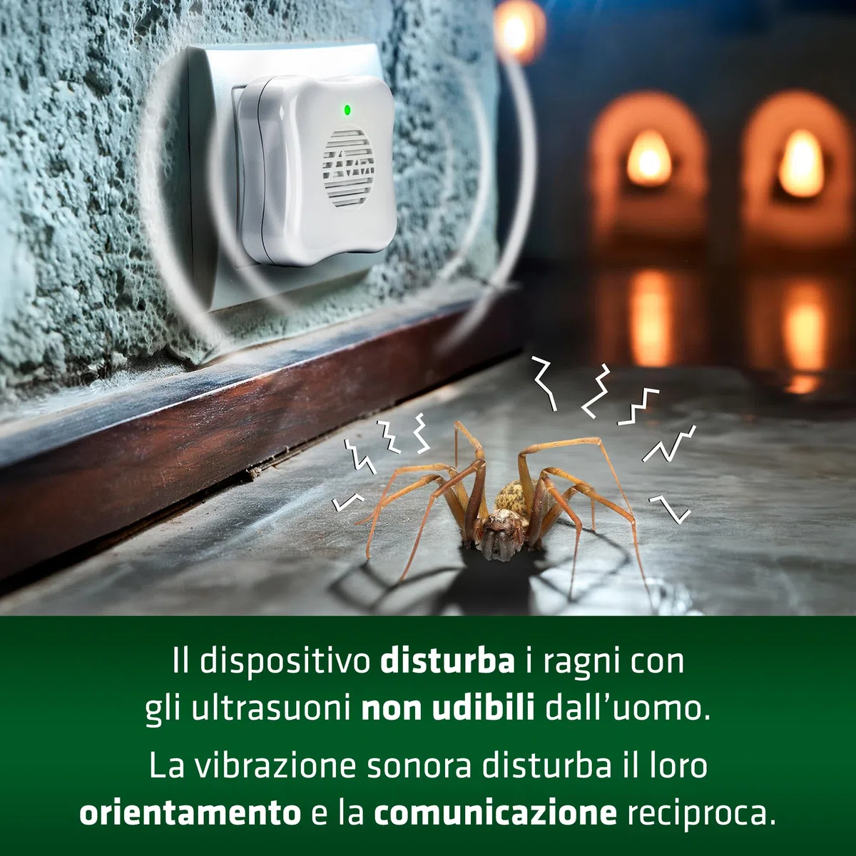GARDIGO® Repellente Ragni a Ultrasuoni - 2 Pezzi | Insetticida Anti Ragni e Ragnatele da Interno | 25m² | 27 kHz | Dissuasori Contro Ragni | Antiparassitario