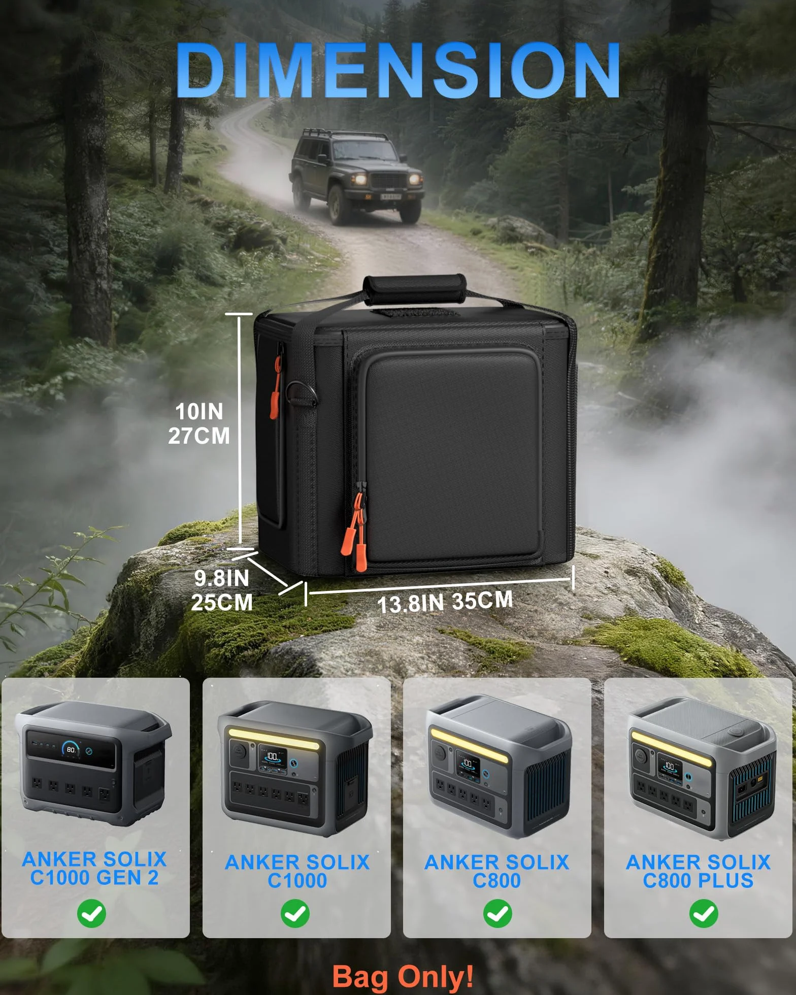 Hautton Borsa da trasporto per Anker SOLIX C1000/ C800/ C800 Plus Stazione Elettrica, Borsa di Protezione con Tracolla e Maniglia per Generatore Elettrico Portatile, Custodia per Power Station -Nero
