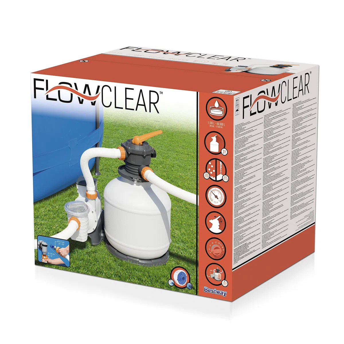 Bestway Flowclear - Filtri a Sabbia, 2600 l, Colore: Bianco