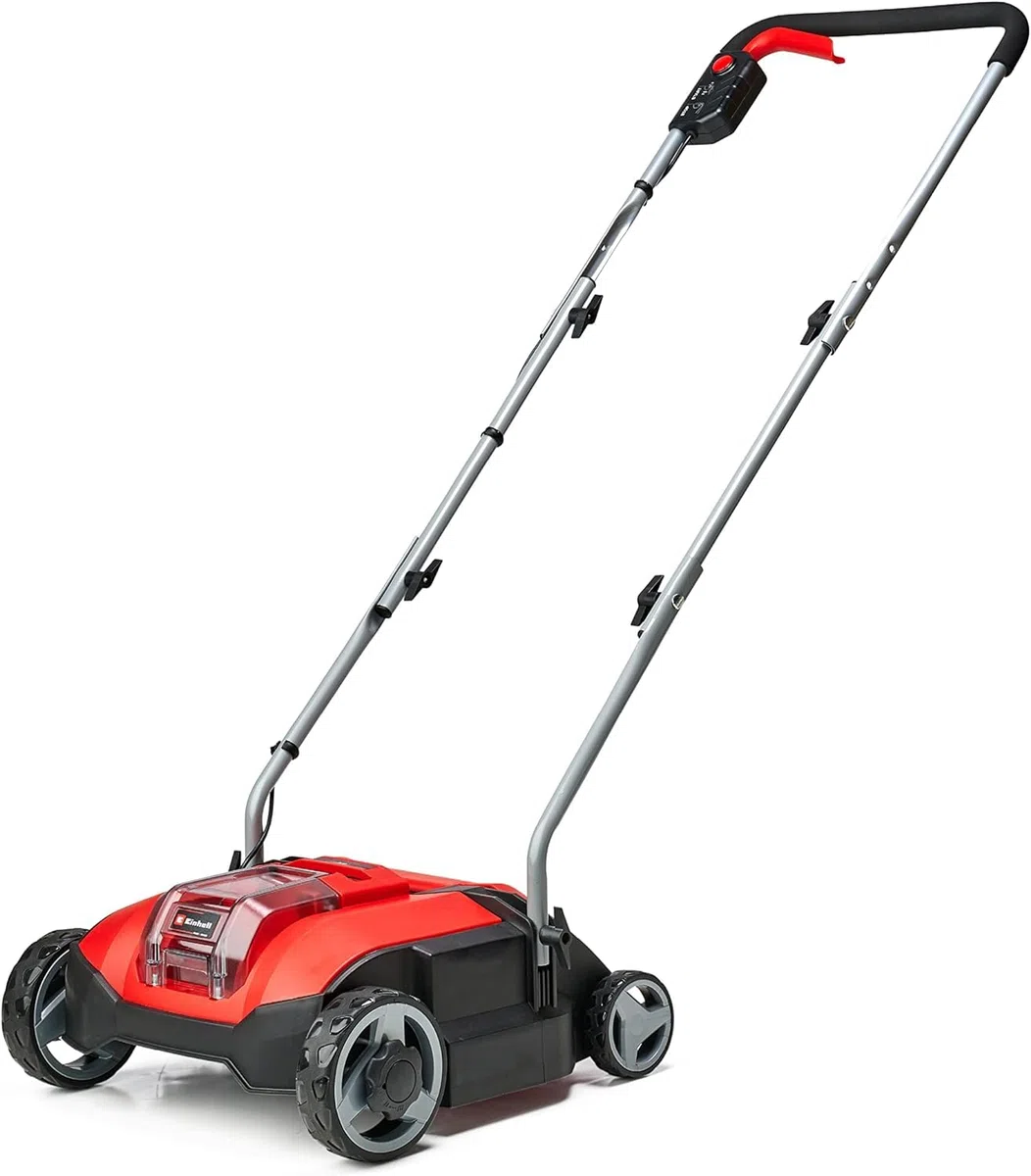 Arieggiatore Scarificatore senza fili da 18 V GC-SC 18/28 Li Solo +Einhell Starter Kit 4,0 Ah con batteria e caricabatterie Power X-Change, Li-Ion, 18 V, Tempo di ricarica 75 minuti