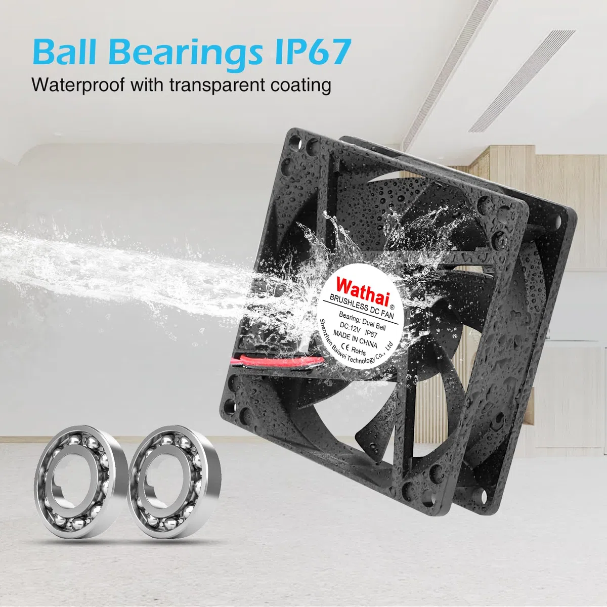 Wathai Ventilatore piccolo da 120 mm x 25 mm, IP67, 12 V, con spina AC, regolatore di velocità 220 V, 230 V, 240 V, per scatola Biltong, tenda da terra, terrario, acquario, serra