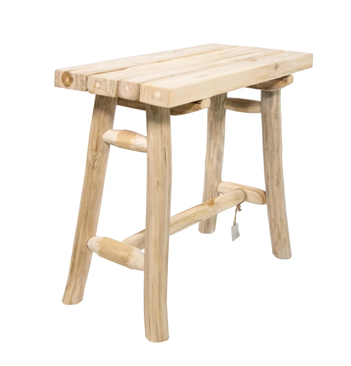 mgc24 Sgabello in teak - supporto stabile per fiori a 4 gambe in legno massello, realizzato a mano, versatile e facile da pulire, premontato, ideale per soggiorno e giardino